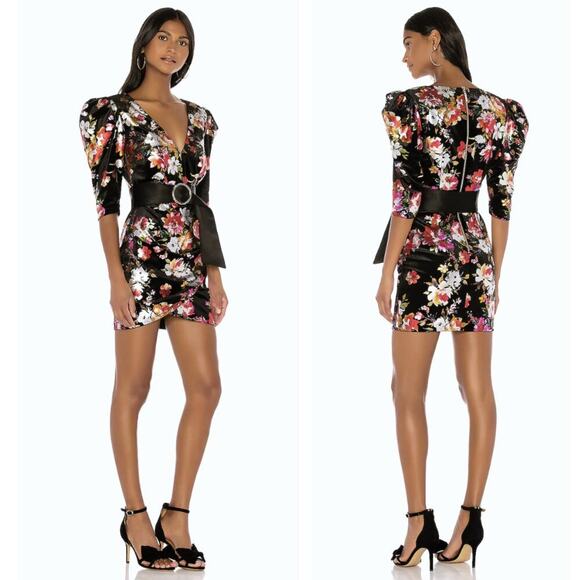 Bronx and Banco Floral Velvet mini dress sz XS - Picture 11 of 13